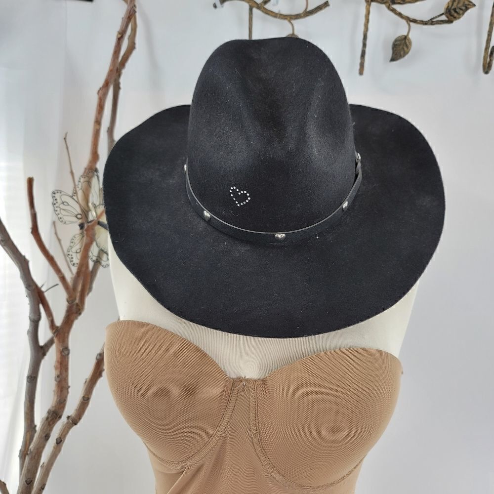 LHC brands vintage black felt rancher style western hat - Picture 1 of 10